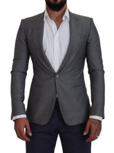 Dolce & Gabbana Gray Wool Silk Slim Fit Jacket Blazer -   -  Dolce & Gabbana.